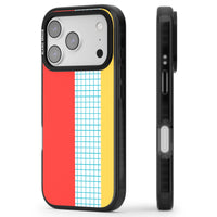 Grille abstraite rouge, bleue, jaune