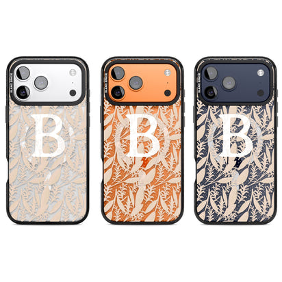 Monogramme personnalisé, motif floral abstrait subtil.