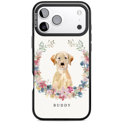 Portrait floral personnalisé d'un Labrador Retriever jaune