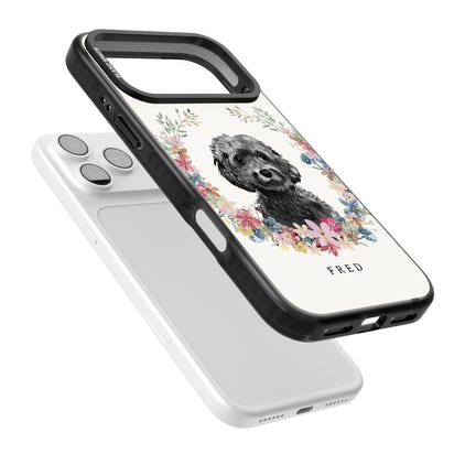 Personalised Black Cockapoo Floral Portrait