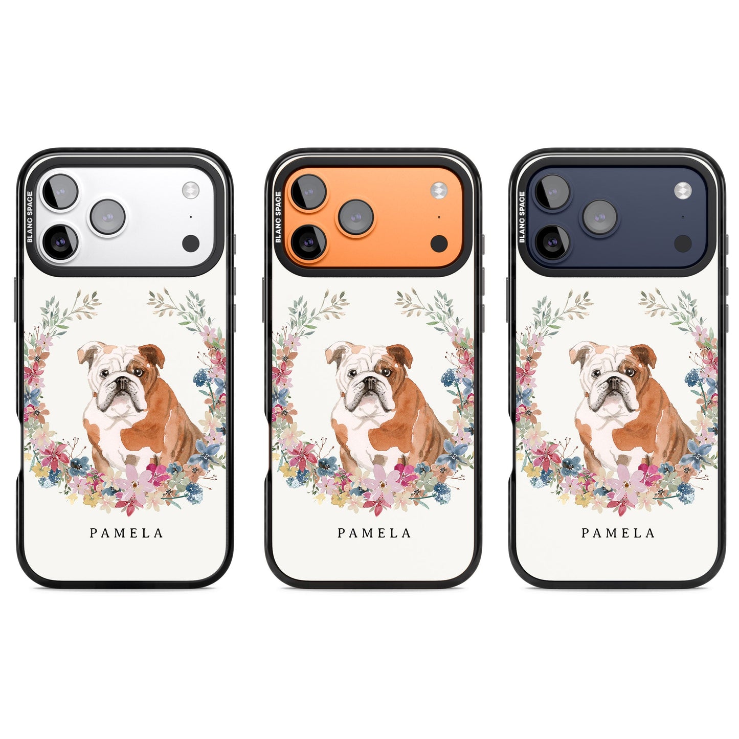 Personalised English Bulldog Floral Portrait