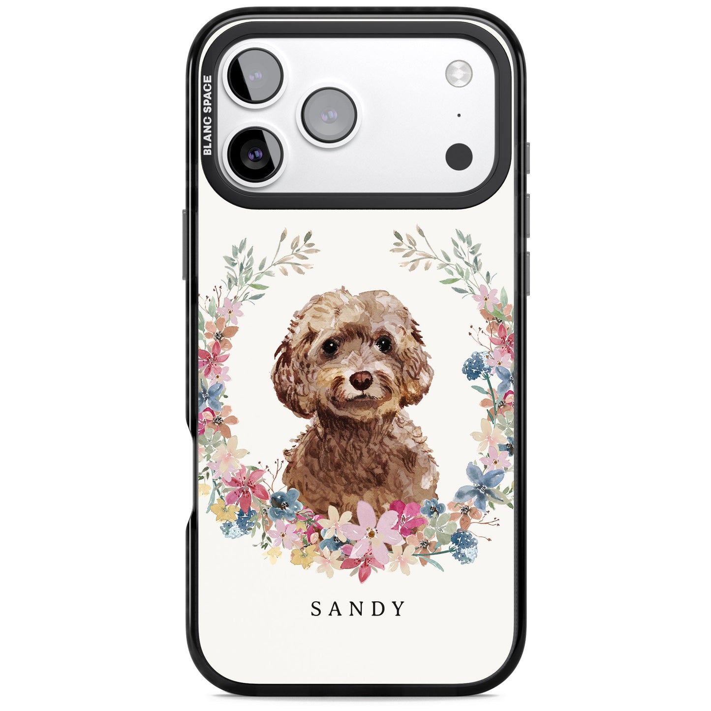Personalised Brown Cockapoo Floral Portrait