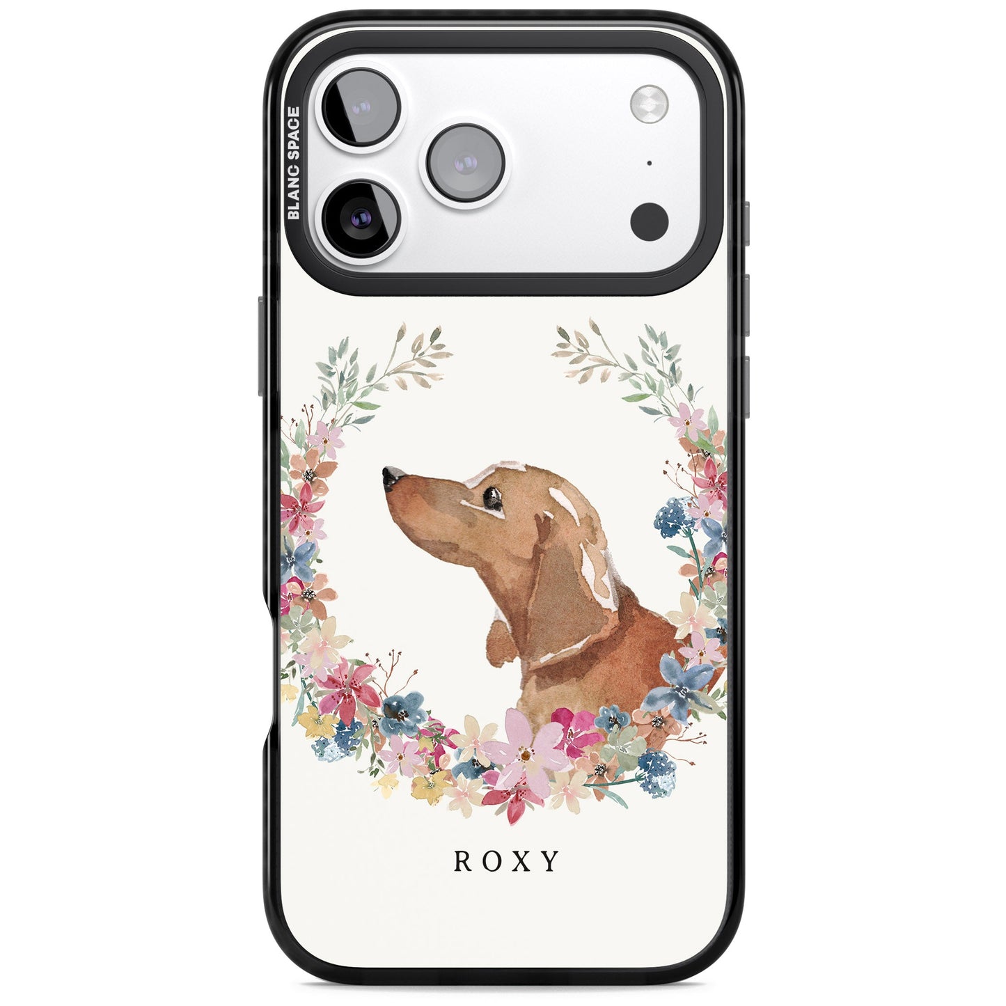 Personalised Tan Dachshund Floral Portrait