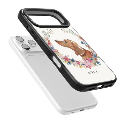 Personalised Tan Dachshund Floral Portrait