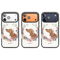 Personalised Tan Dachshund Floral Portrait
