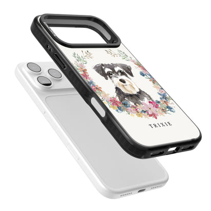 Personalised Watercolor Schnauzer Floral Portrait