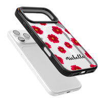 Personalised Red Peonies & Cursive