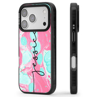 Personalised Turquoise & Pink Marbled