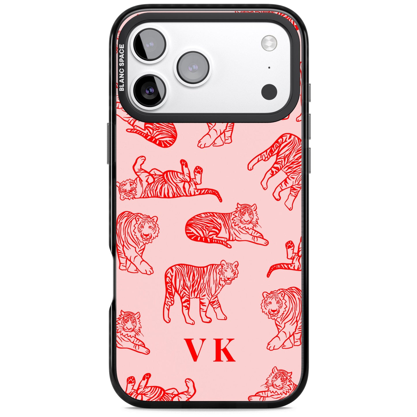 Personalised Red Tiger Outlines On Pink