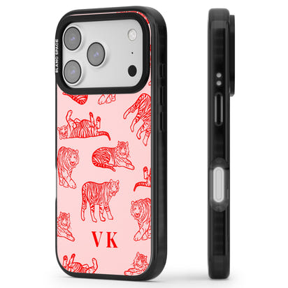 Personalised Red Tiger Outlines On Pink