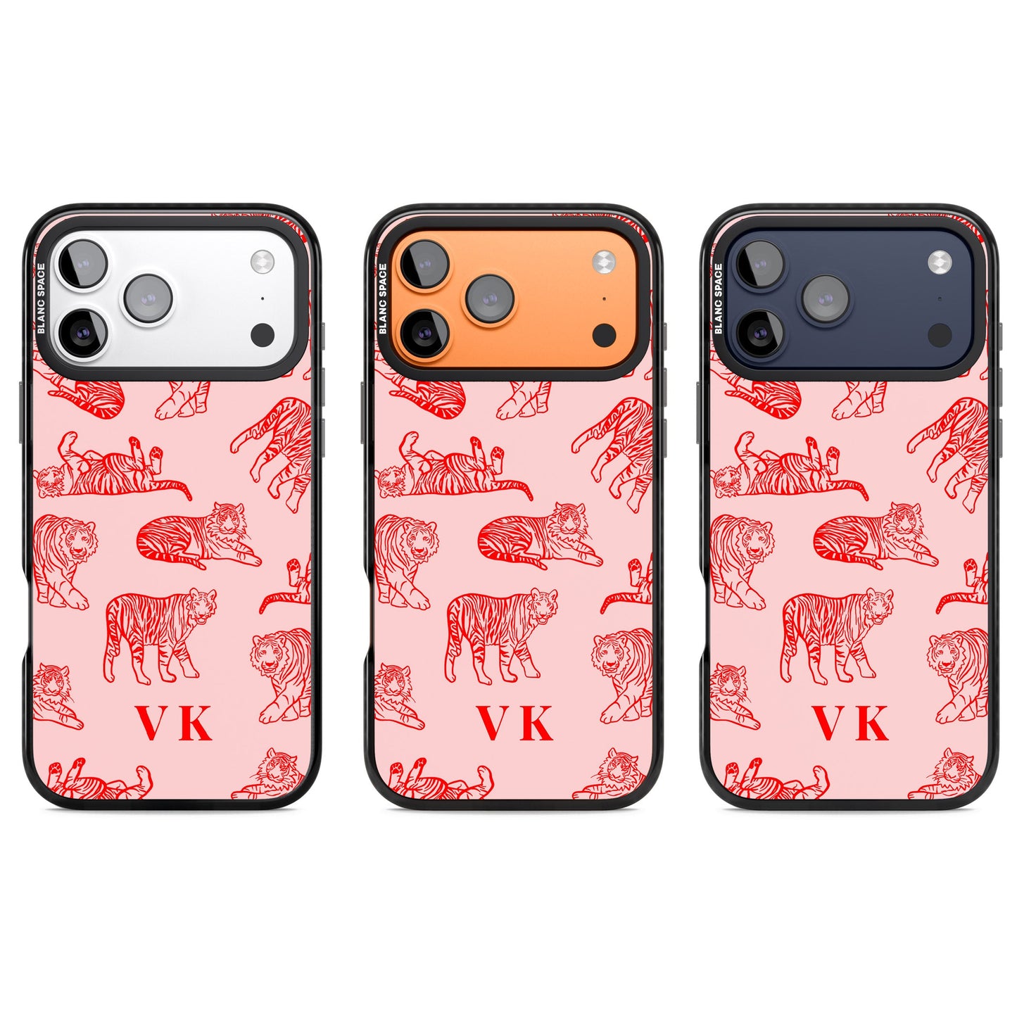 Personalised Red Tiger Outlines On Pink