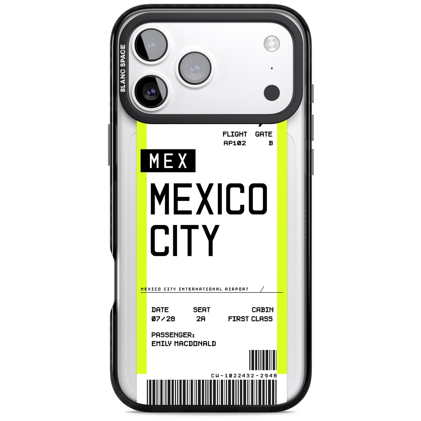 Carte d'embarquement personnalisée pour Mexico