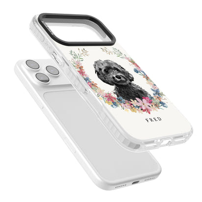 Personalised Black Cockapoo Floral Portrait