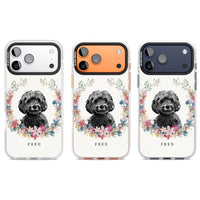 Personalised Black Cockapoo Floral Portrait