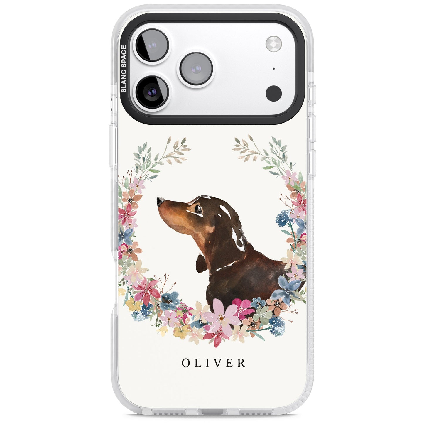 Personalised Black & Tan Dachshund Floral Portrait