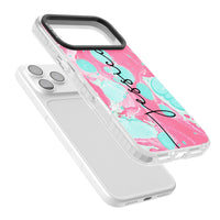 Personalised Turquoise & Pink Marbled