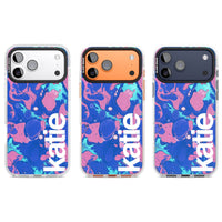 Personalisiertes marineblau-türkisfarbenes Marmor-Design