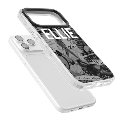 Personalisierte Vintage-Collage in Graustufen