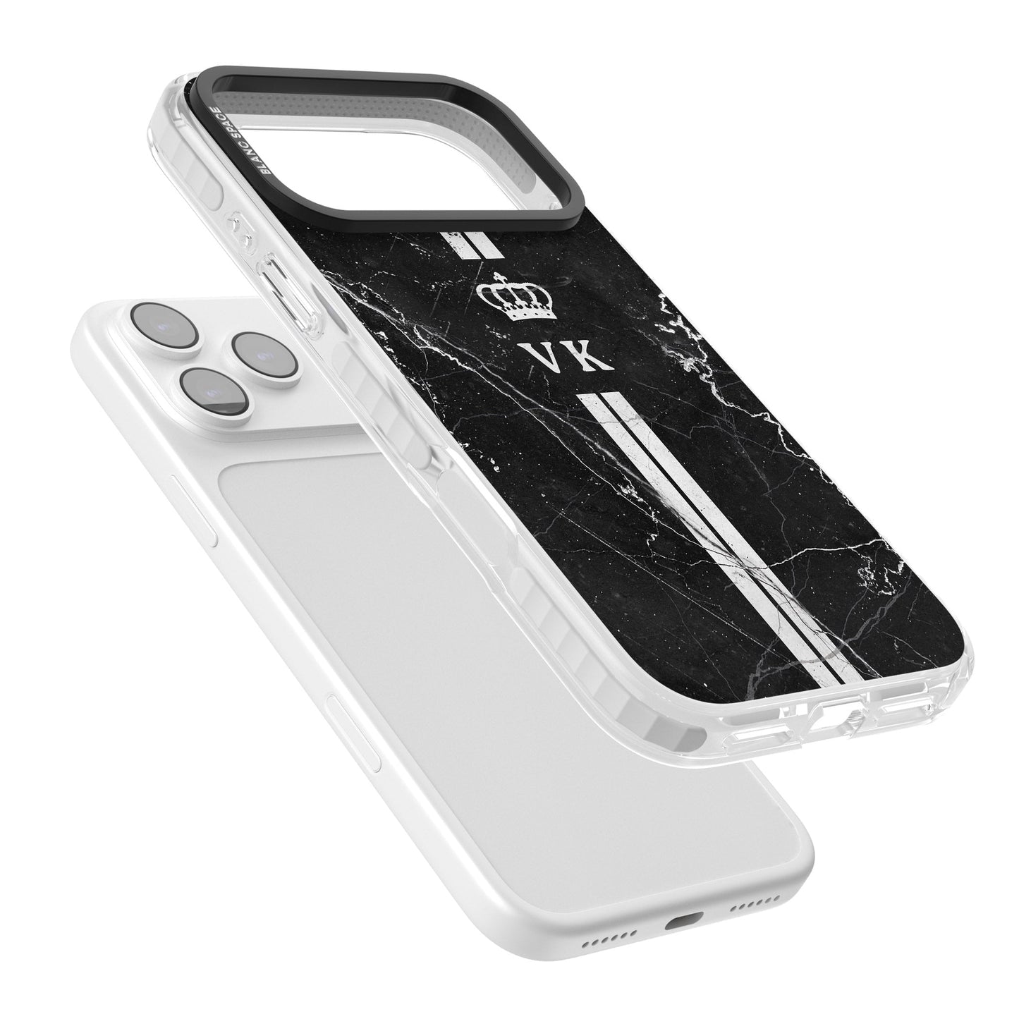 Personalised Black Marble Stripe Initials