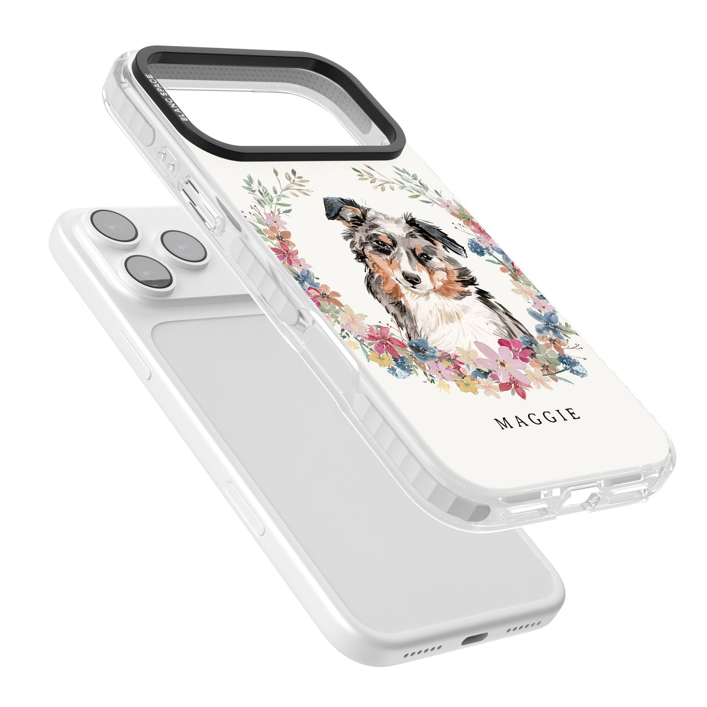 Personalised Australian Shepherd Floral Portrait