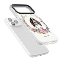 Personalisiertes Blumenporträt eines schwarzen Cocker Spaniels