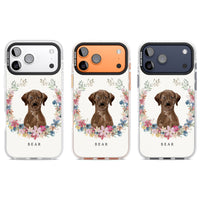 Personalised Chocolate Labrador Floral Portrait