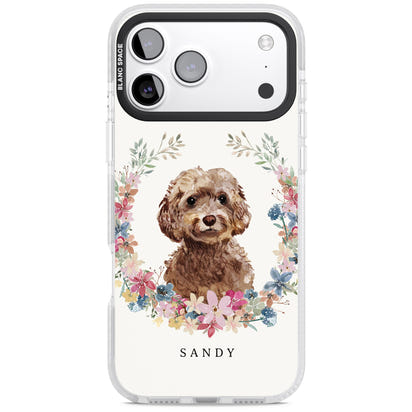 Personalised Brown Cockapoo Floral Portrait