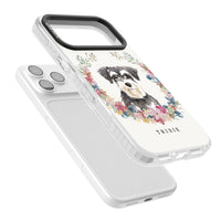 Personalised Watercolor Schnauzer Floral Portrait