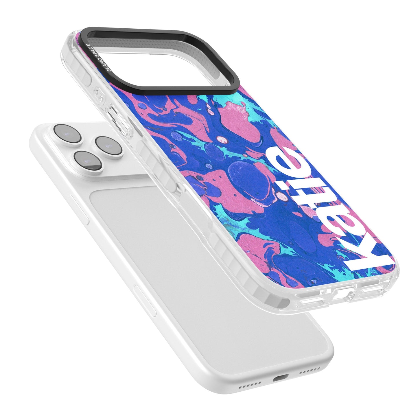 Personalisiertes marineblau-türkisfarbenes Marmor-Design