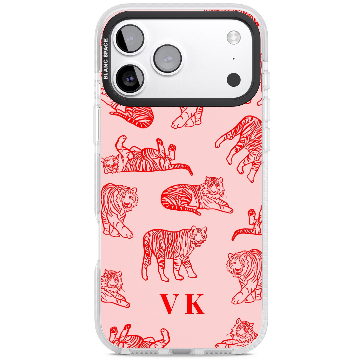 Personalised Red Tiger Outlines On Pink