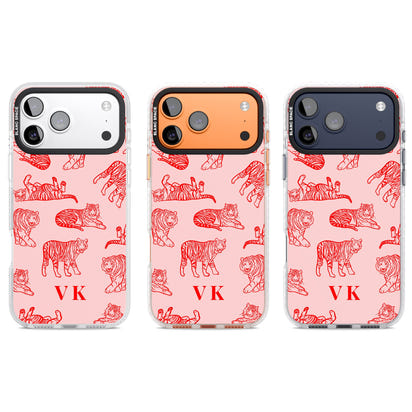 Personalised Red Tiger Outlines On Pink
