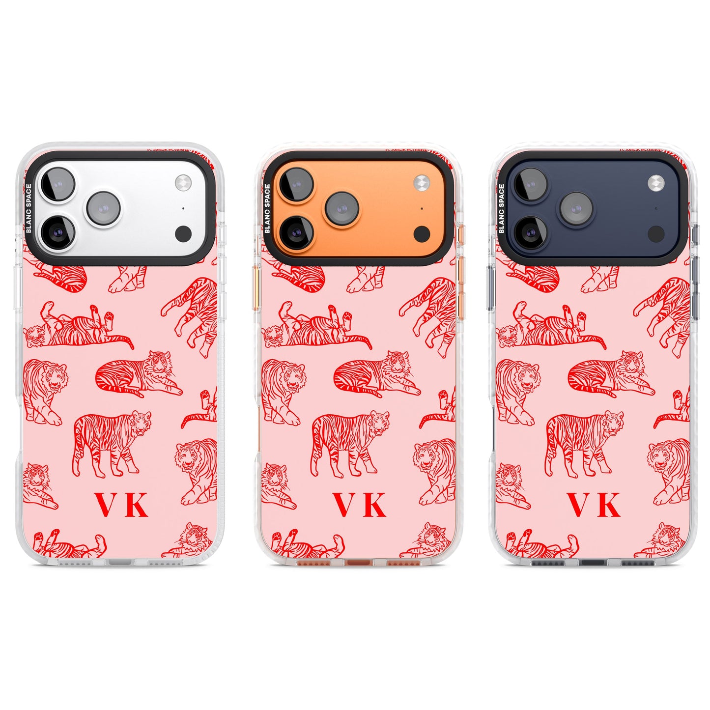 Personalised Red Tiger Outlines On Pink