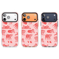 Personalised Red Tiger Outlines On Pink