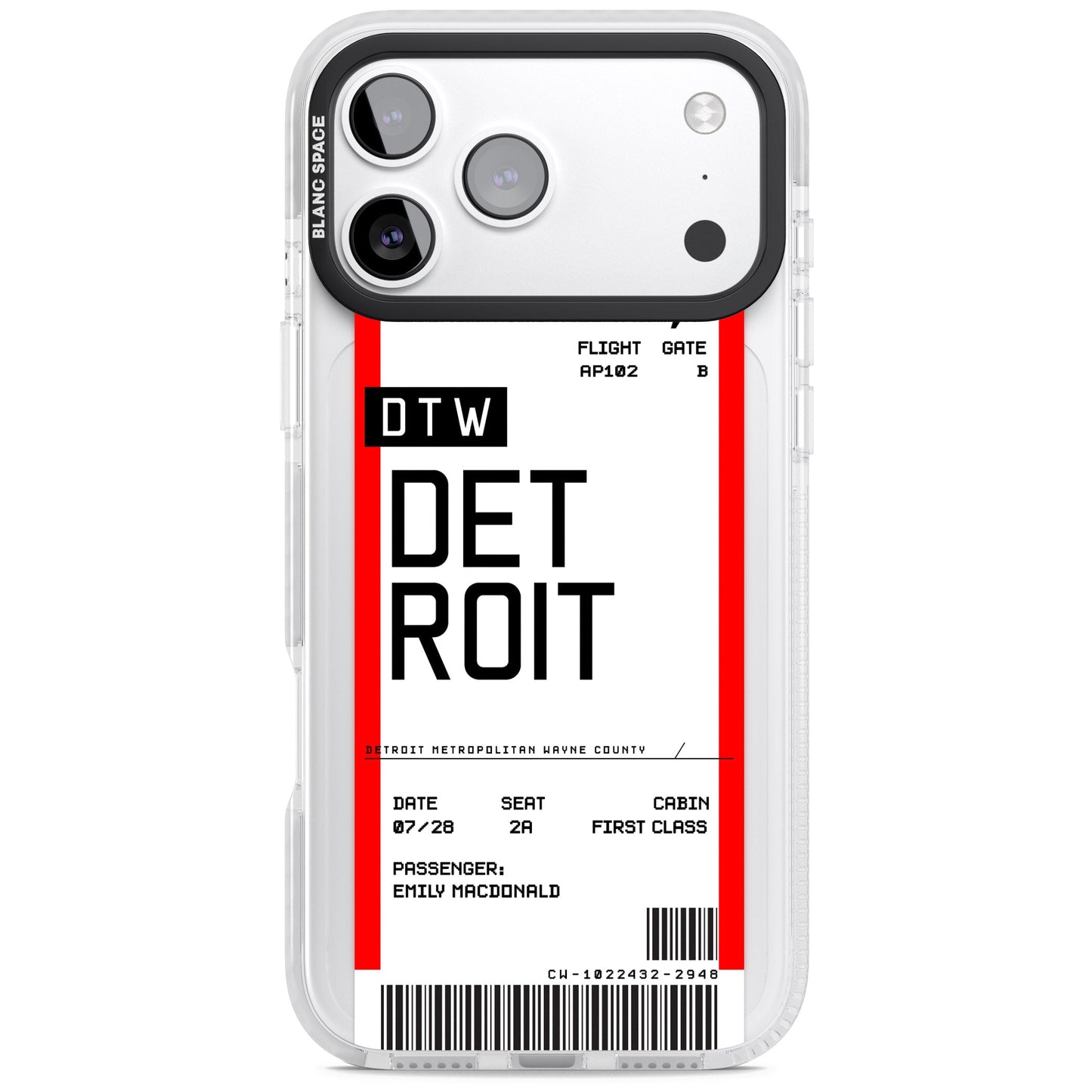 Carte d'embarquement personnalisée pour Détroit