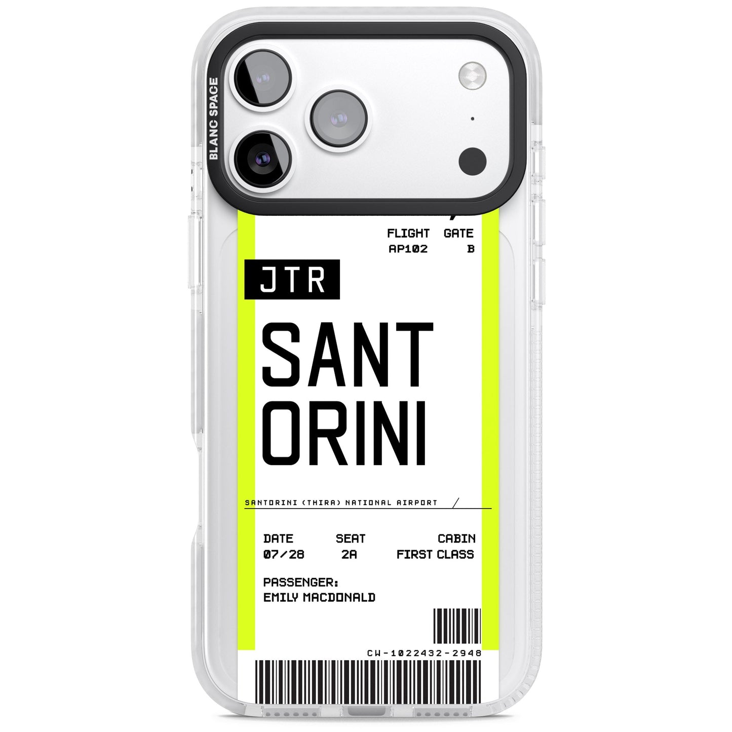 Personalisierte Bordkarte für Santorini