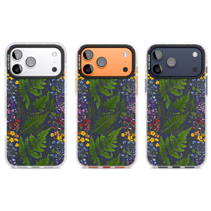 Busy Floral And Fern Design Navy