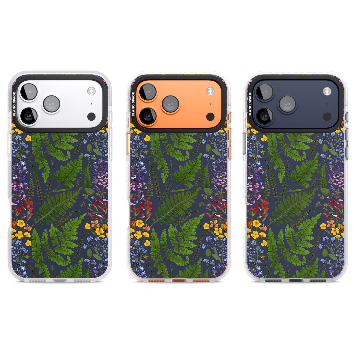 Busy Floral And Fern Design Navy