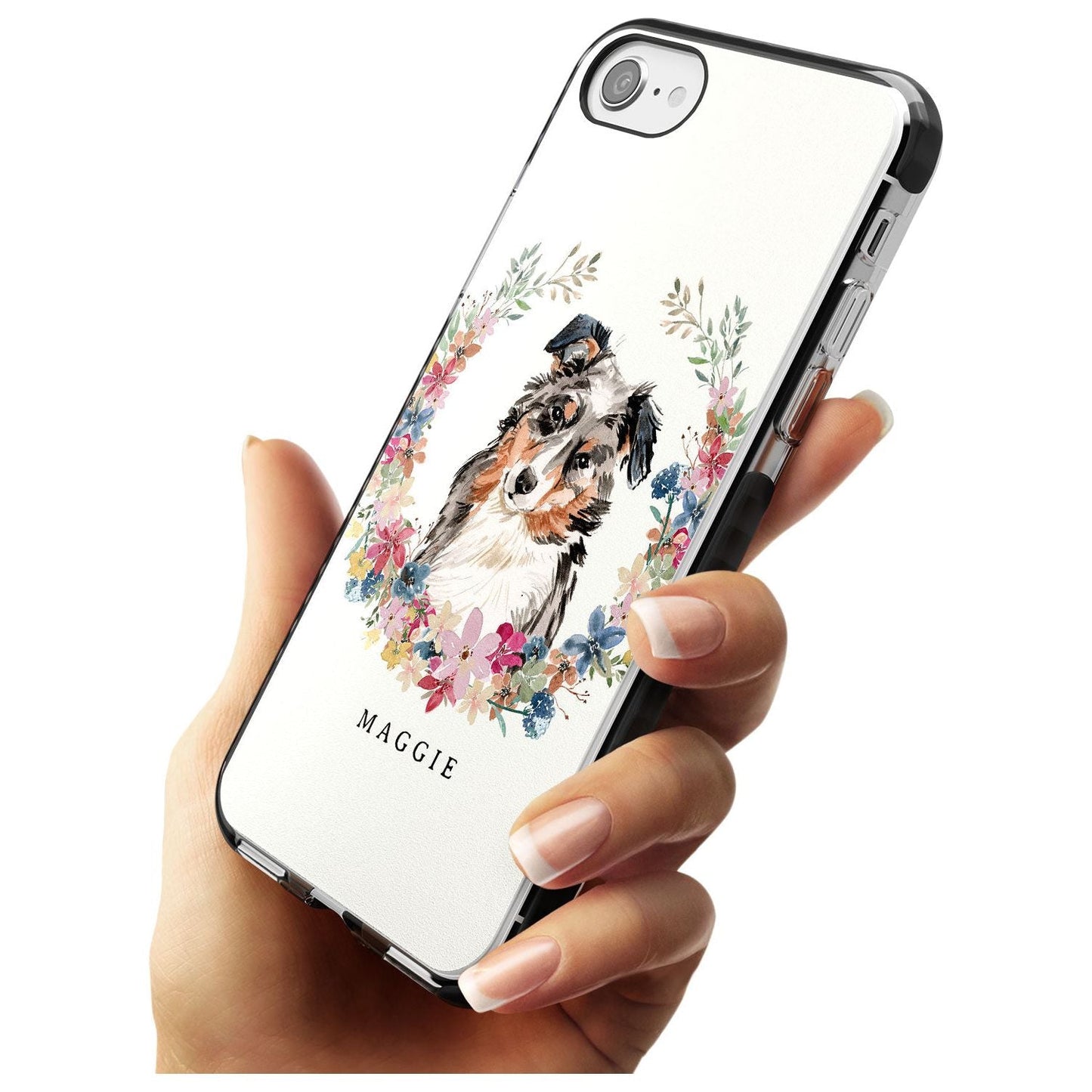 Personalised Australian Shepherd Floral Portrait