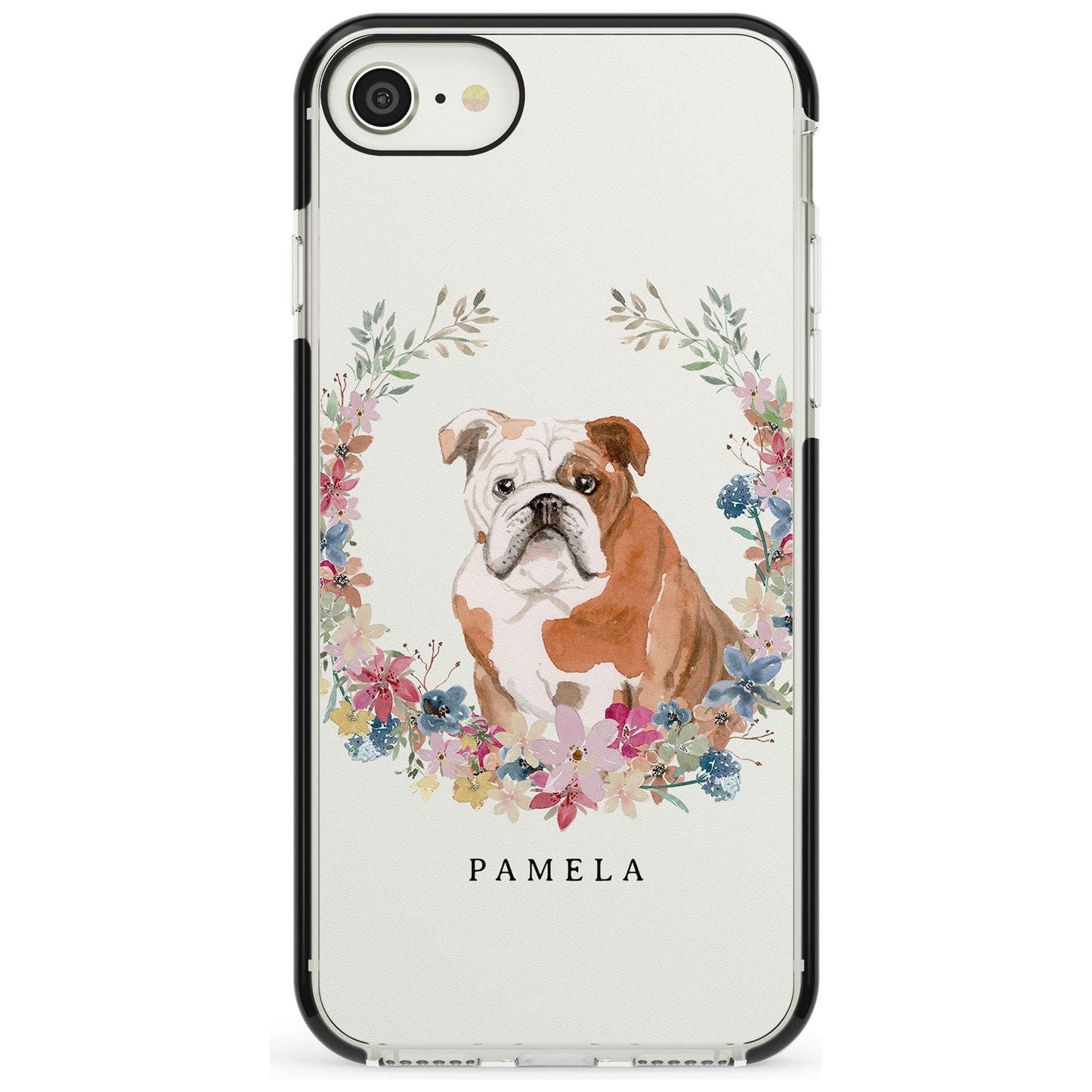 Personalised English Bulldog Floral Portrait