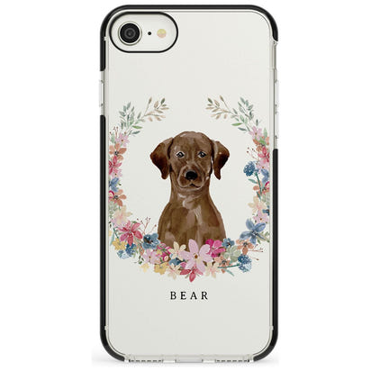 Personalised Chocolate Labrador Floral Portrait