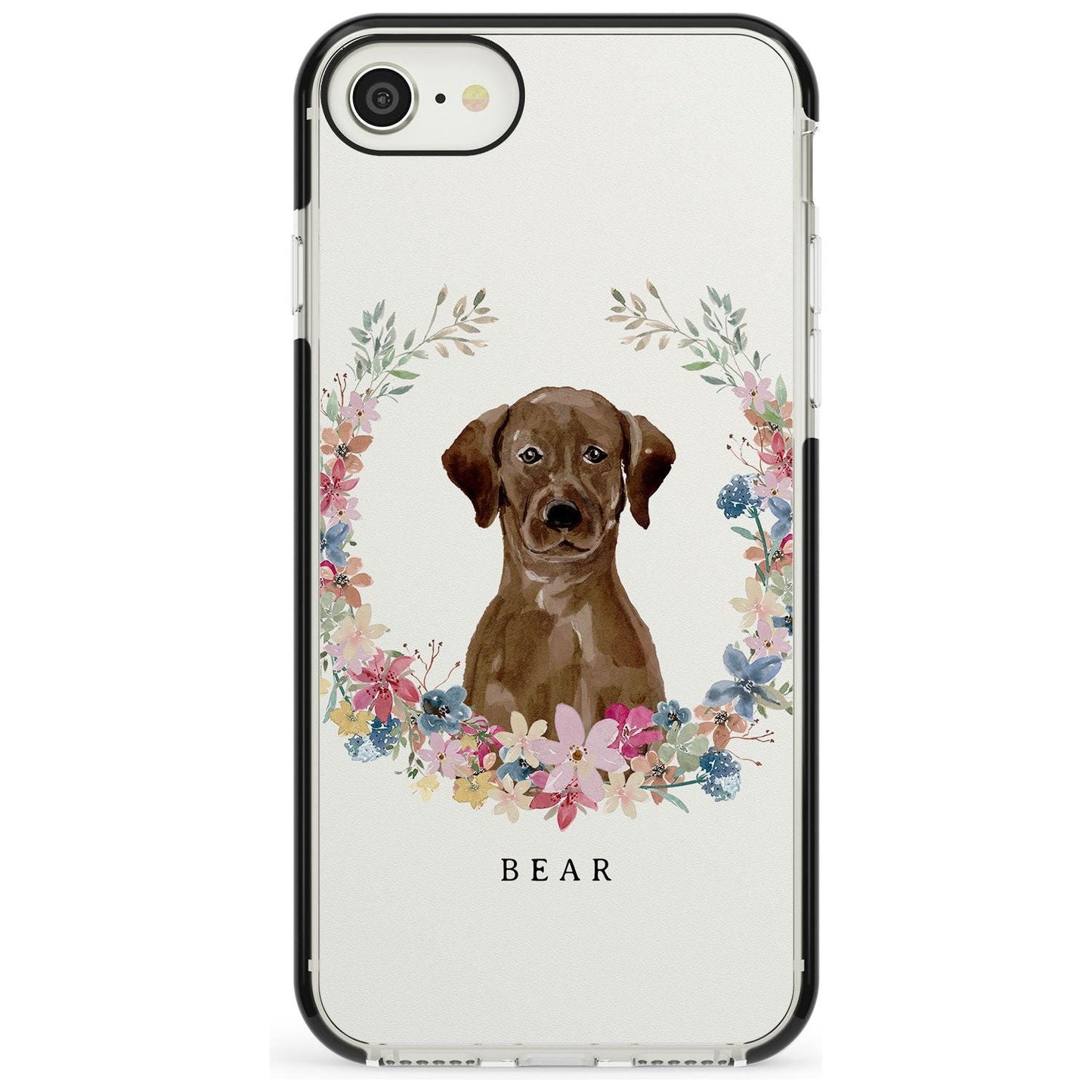 Personalised Chocolate Labrador Floral Portrait