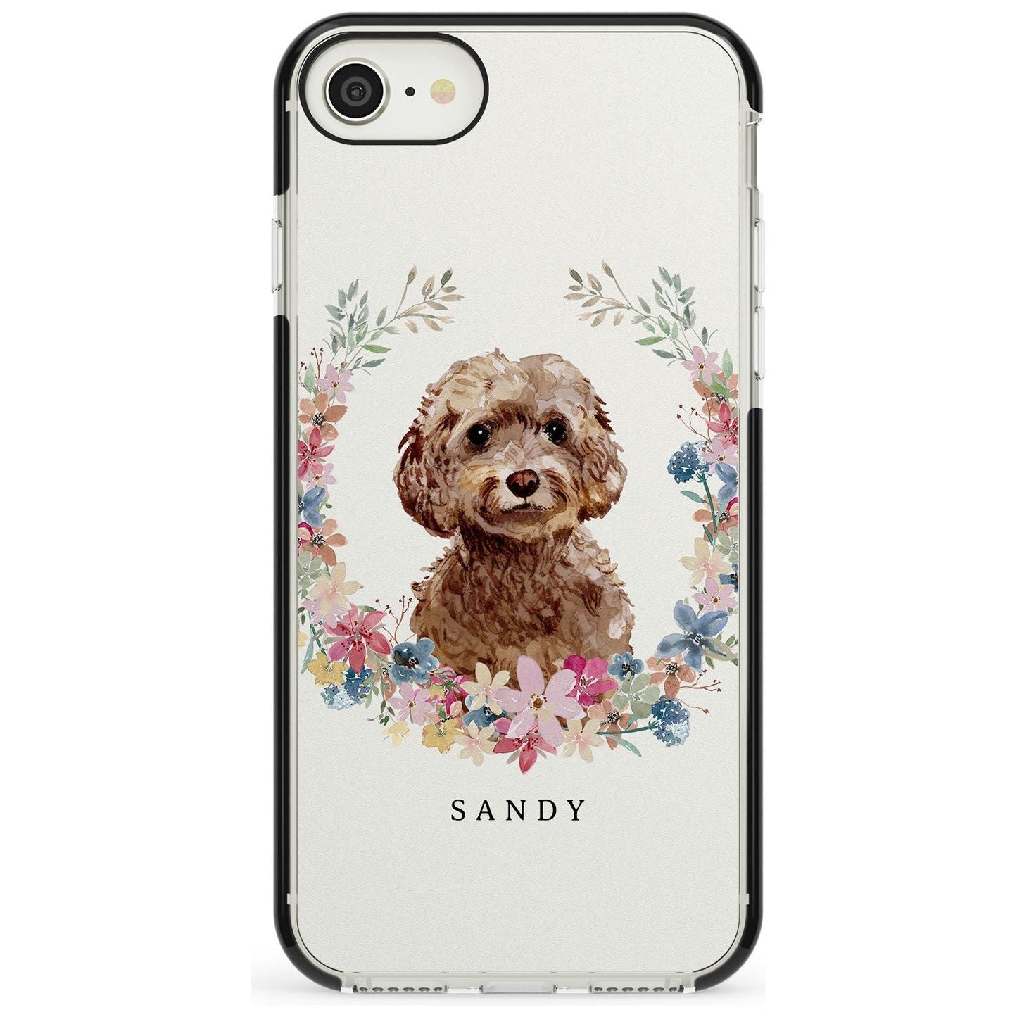 Personalised Brown Cockapoo Floral Portrait