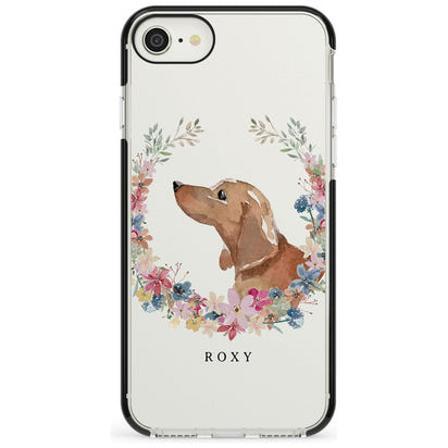 Personalised Tan Dachshund Floral Portrait