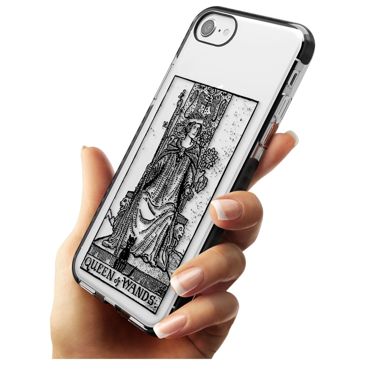 Personalisierte Tarotkarte „Königin der Stäbe“ (transparent)