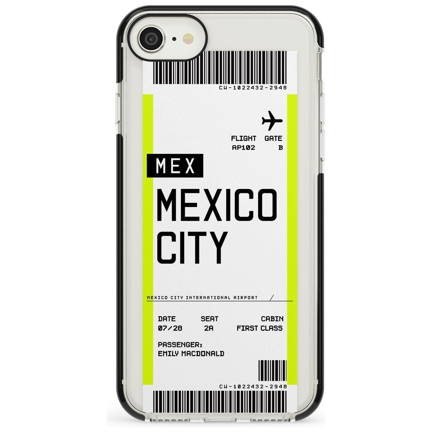 Carte d'embarquement personnalisée pour Mexico