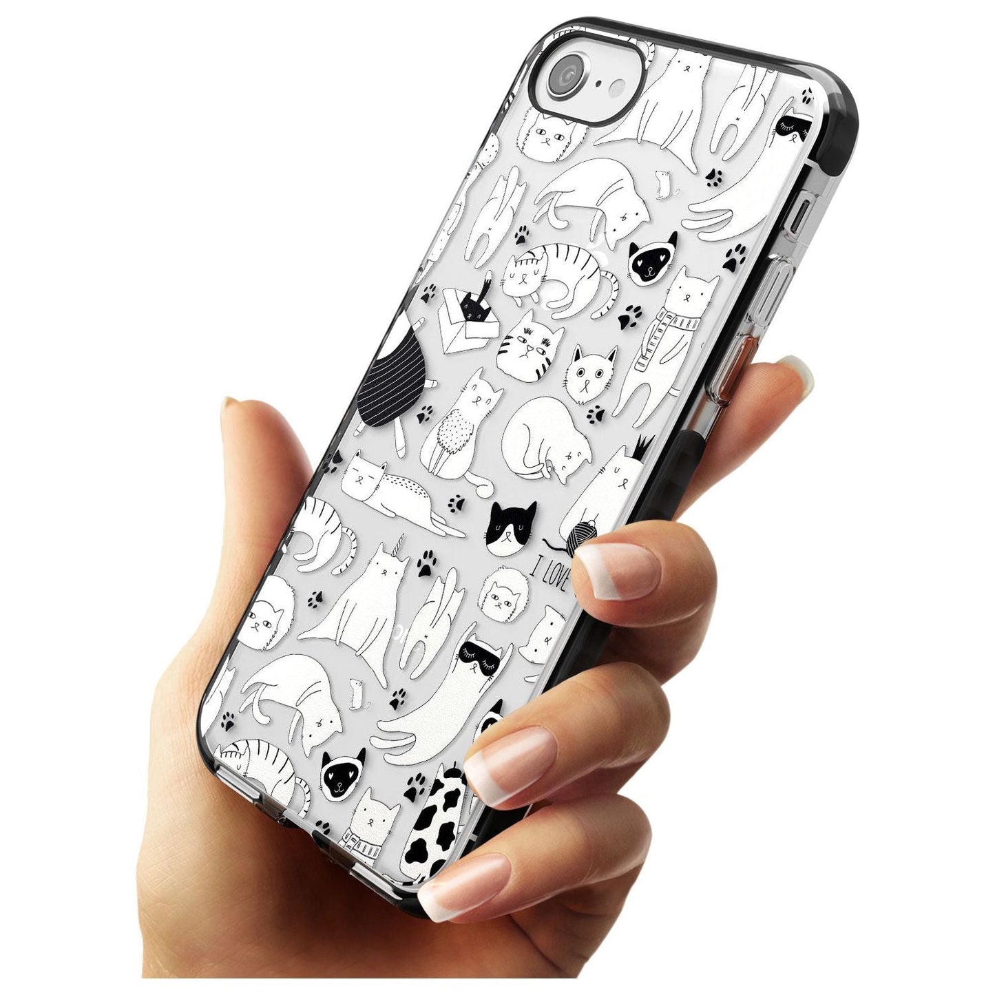 Cartoon Cat Collage Black & White