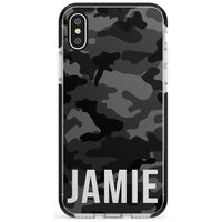 Personalisierter Name im schwarzen Camouflage-Muster (horizontal)