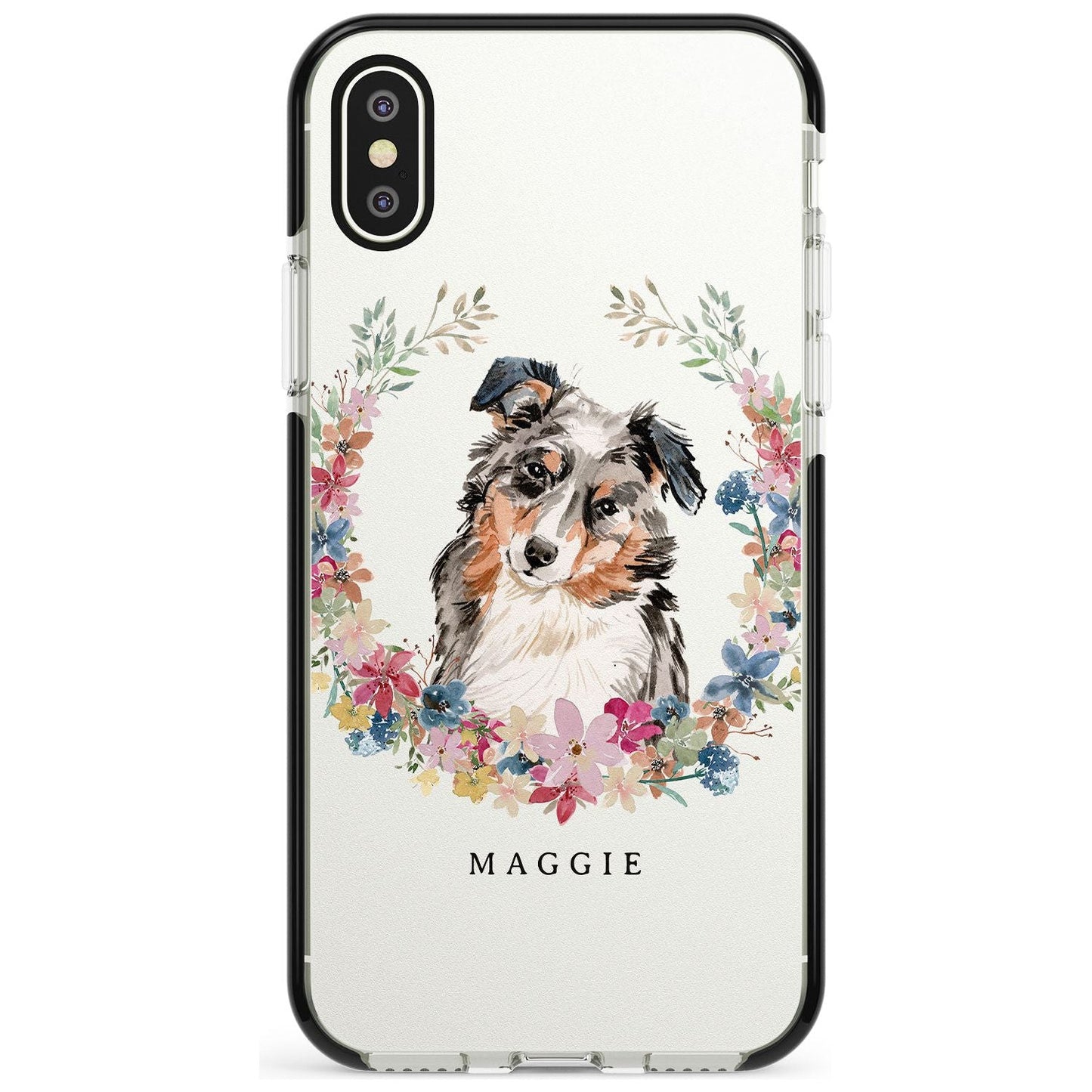 Personalised Australian Shepherd Floral Portrait