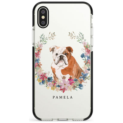Personalised English Bulldog Floral Portrait