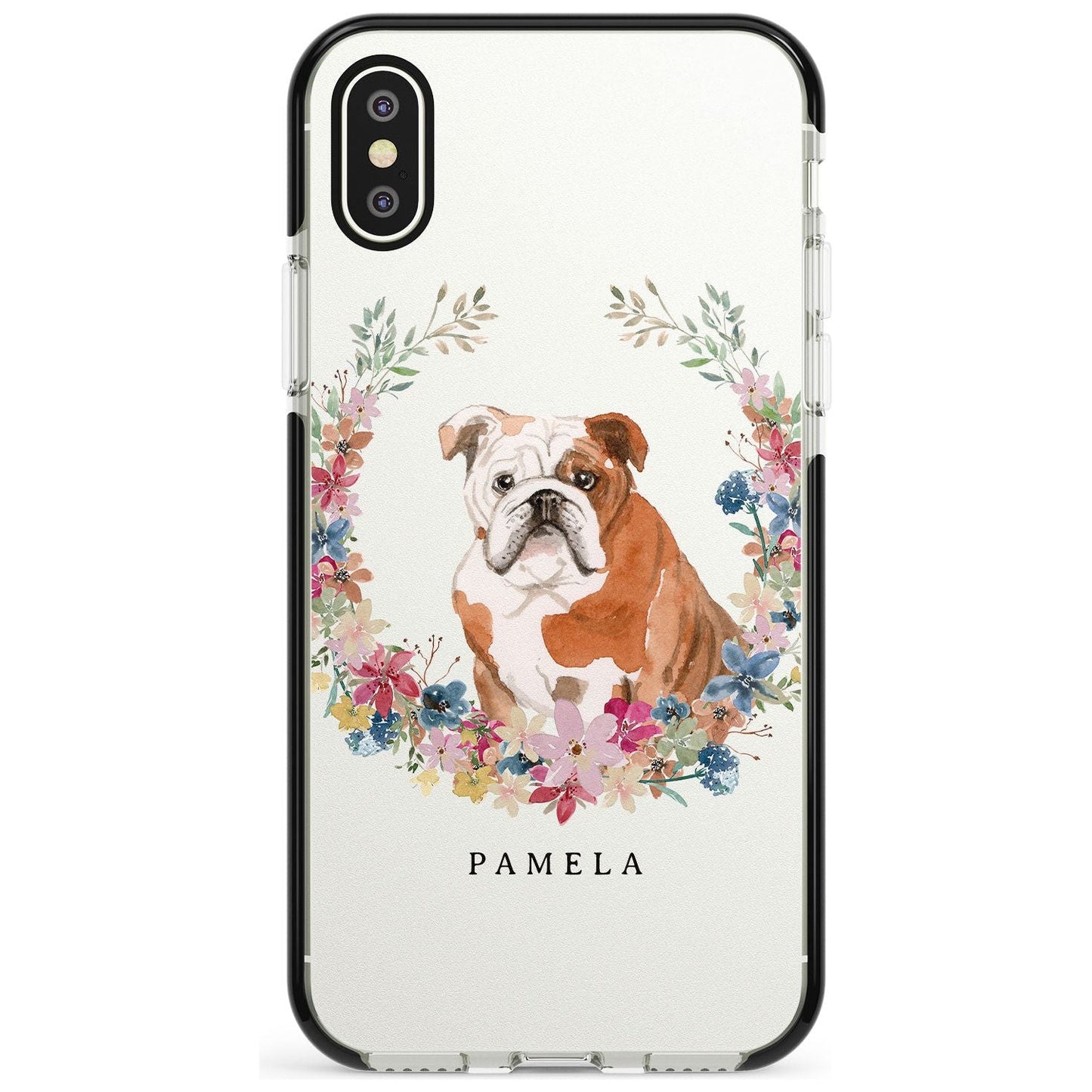 Personalised English Bulldog Floral Portrait